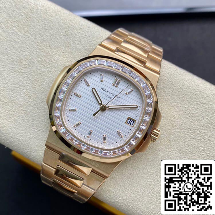 Patek Philippe Nautilus 1:1 Best Edition PPF Fabbrica Rose Gold With Diamonds