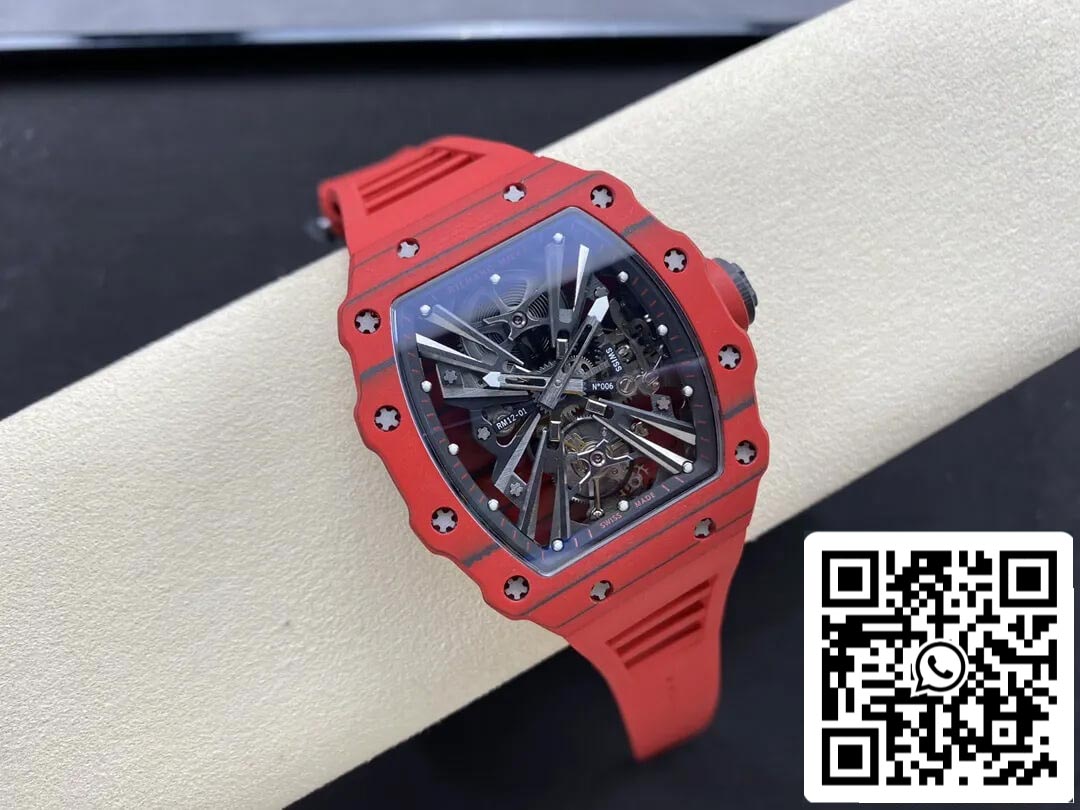 Richard Mille RM12-01 Tourbillon 1:1 Best Edition RM Fabbrica Red Rubber cinturino