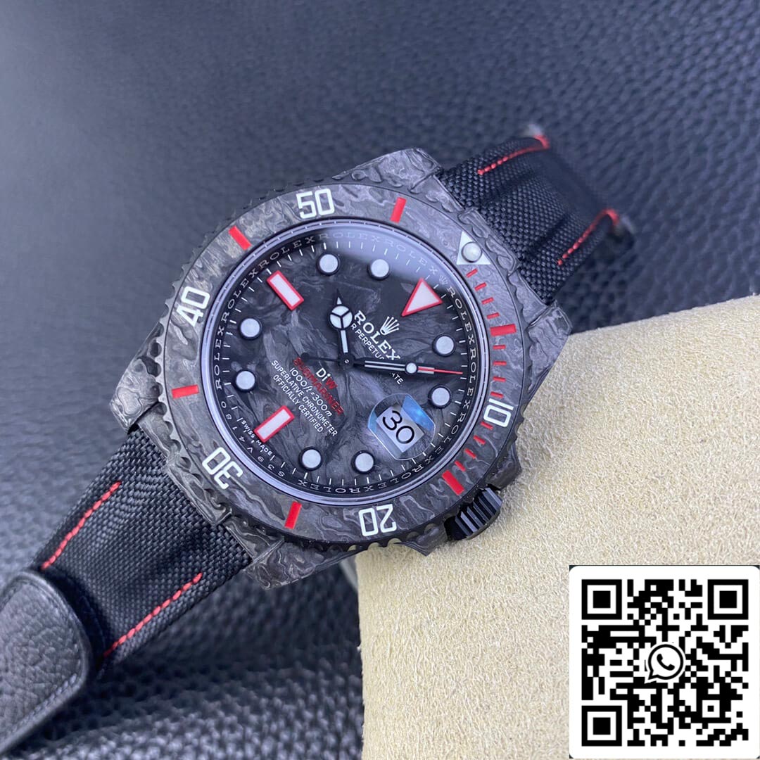 Rolex Submariner 1:1 edizione migliore VS Fabbrica DIW fibra di carbonio Nylon Velcro cinturino
