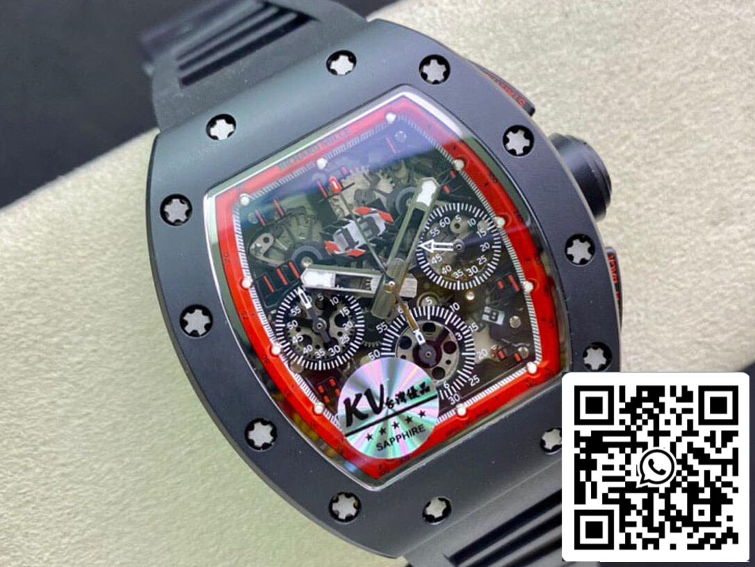 Richard Mille RM011 1:1 Best Edition KV Fabbrica Ceramic Black cinturino