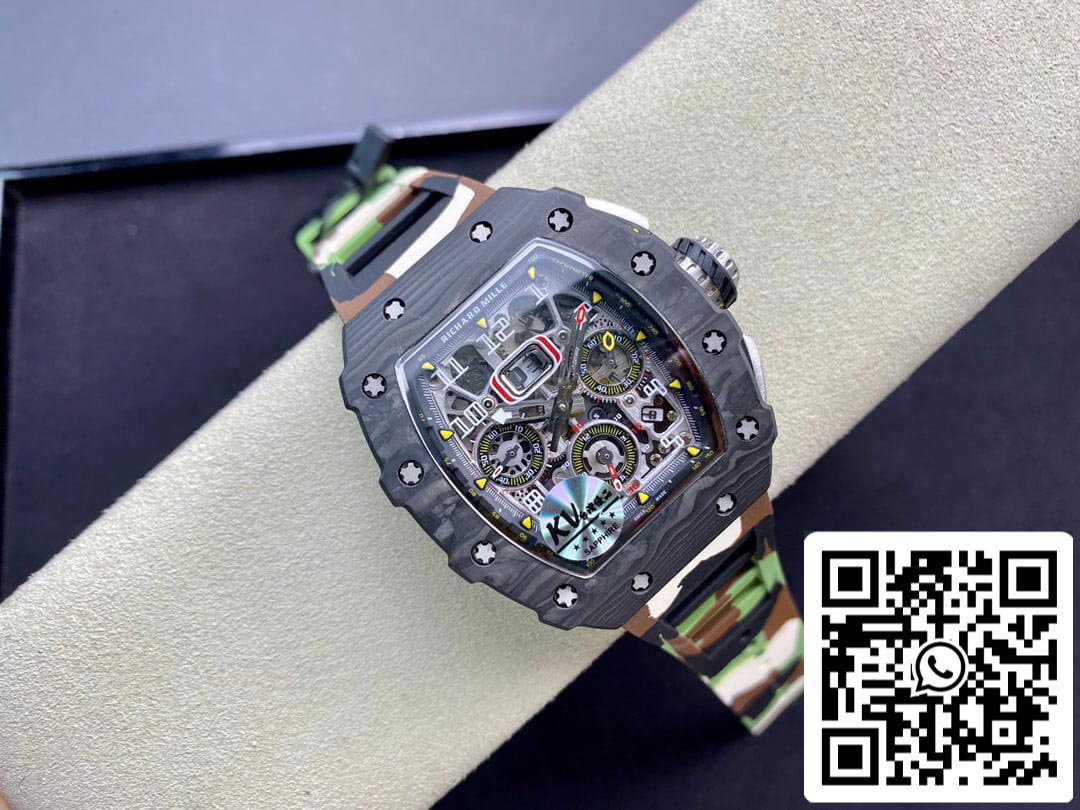 Richard Mille RM-011 1:1 Best Edition KV Fabbrica V2 Carbon Fiber Camo cinturino