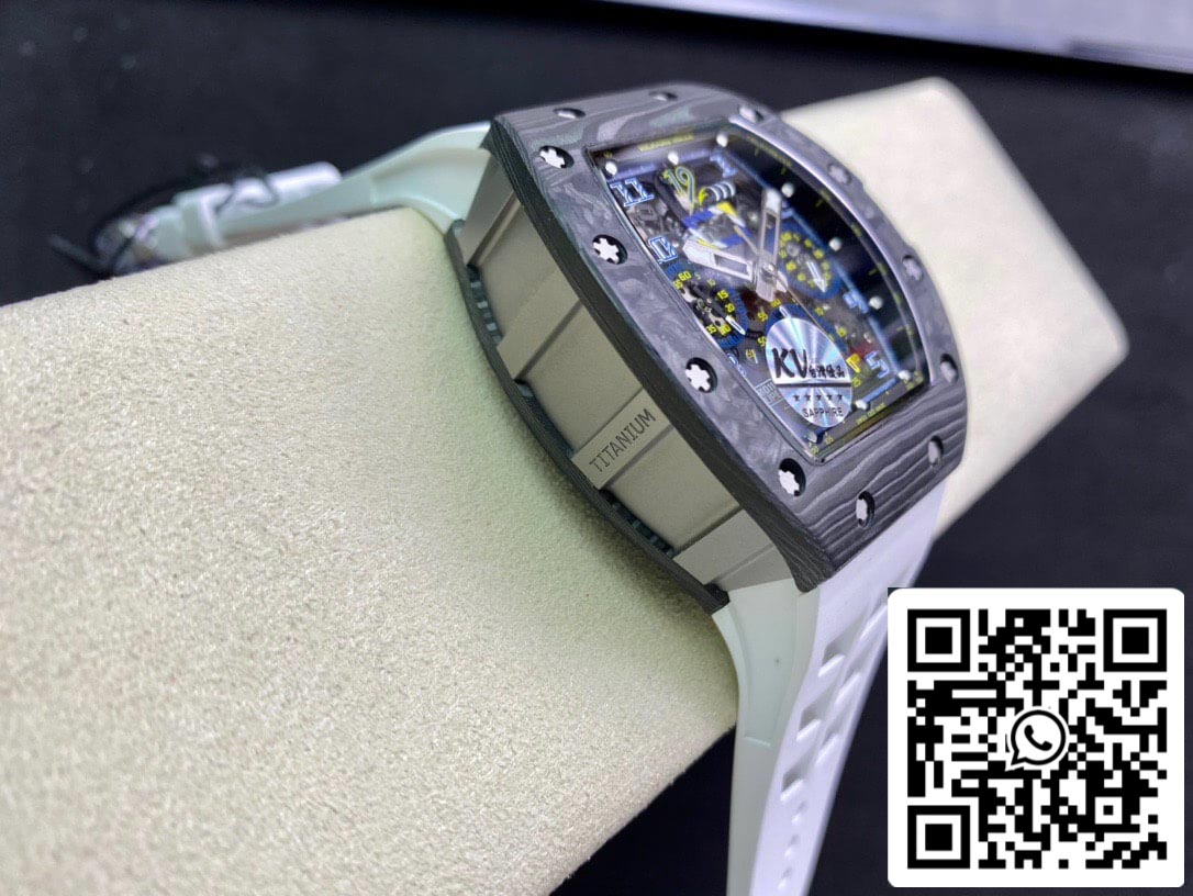 Richard Mille RM011 1:1 Best Edition KV Fabbrica Carbon Fiber White cinturino