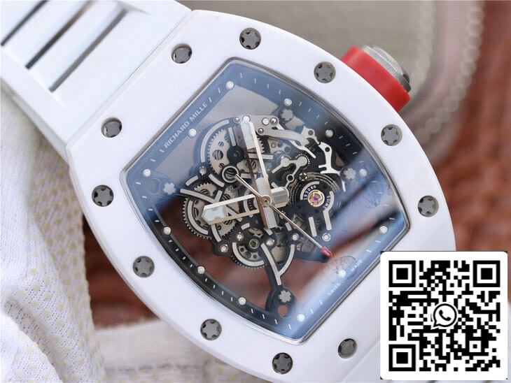 Richard Mille RM055 1:1 Best Edition KV Fabbrica Ceramic White Rubber Cinturino
