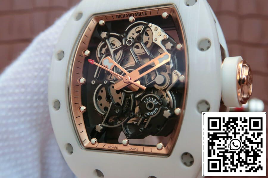 Richard Mille RM055 1:1 Best Edition KV Fabbrica Cinturón de caucho cerámico blanco