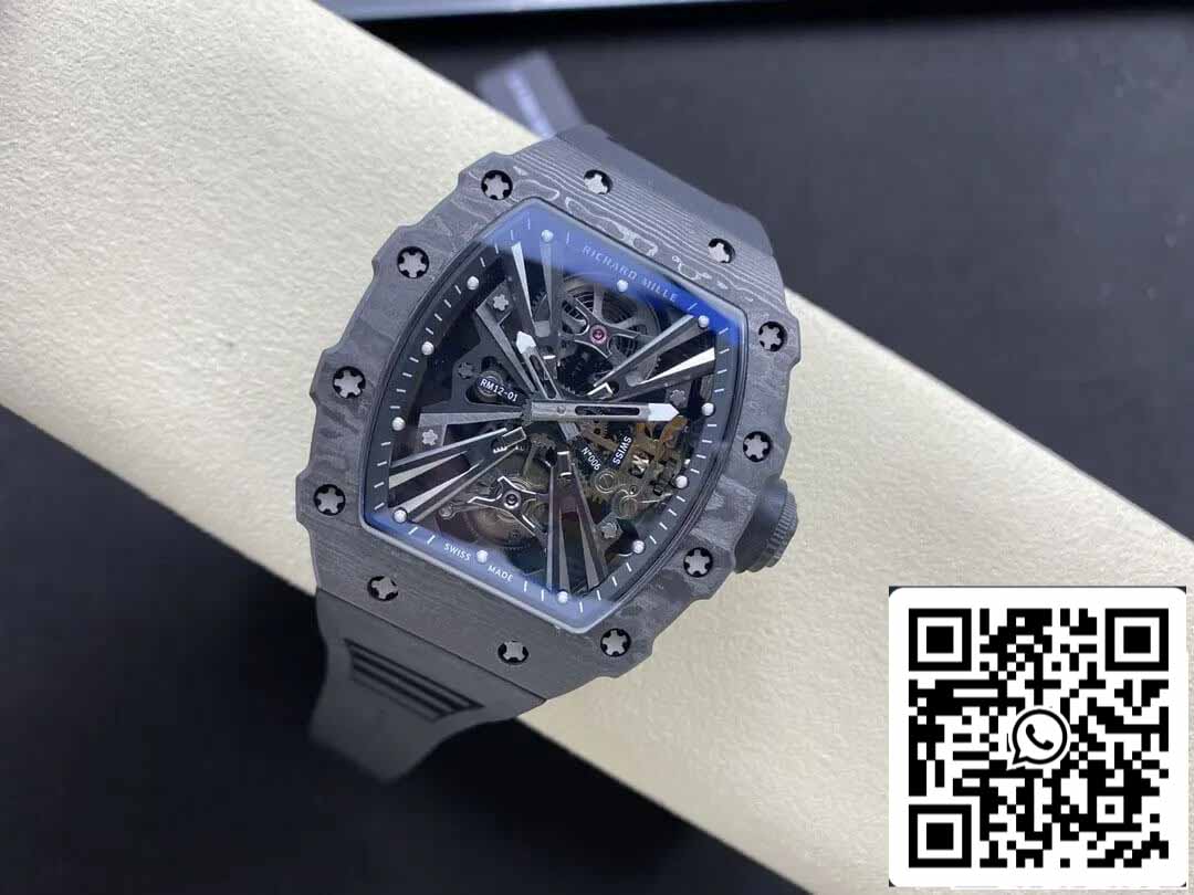 Richard Mille RM12-01 Tourbillon 1:1 Best Edition RM Fabbrica Black Skeleton Dial