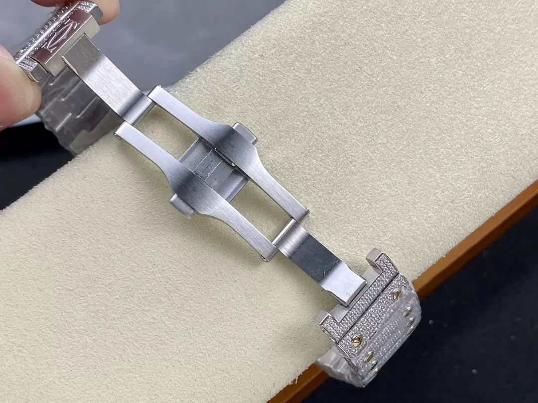 Santos De Cartier Diamond Watches quadrante bianco e Oro 1:1 edizione migliore AMG Fabbrica Swarovski Stone