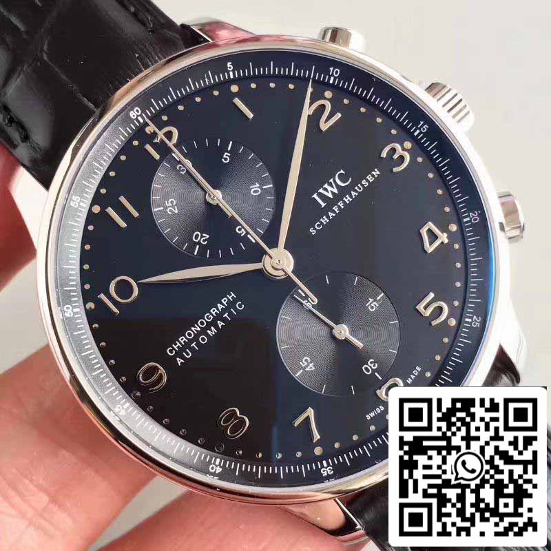 Cronógrafo Português IWC IW371447 ZF Fabbrica 1:1 Best Edition Suíço ETA79350 Mostrador Preto