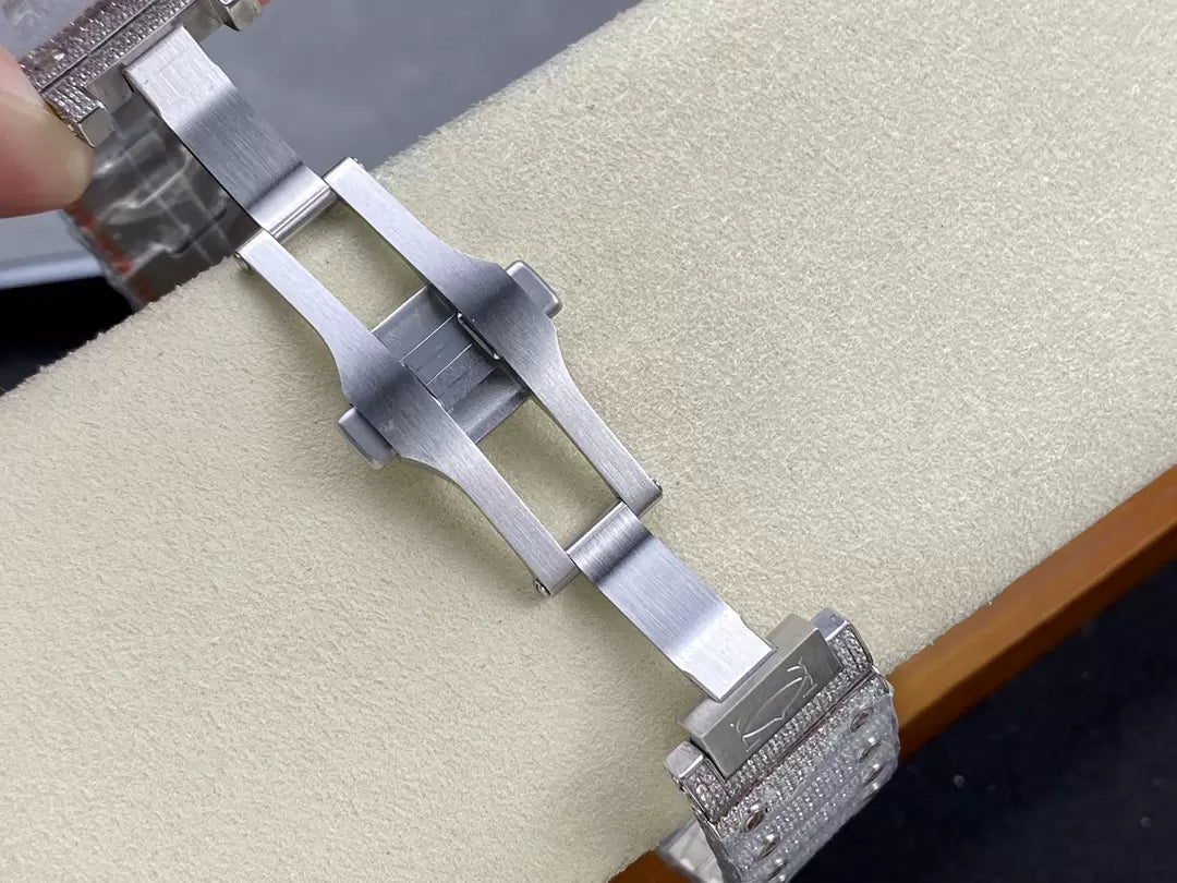 Santos De Cartier Diamond Watches quadrante bianco 1:1 edizione migliore AMG Fabbrica Swarovski Stone