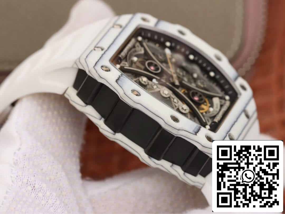 Richard Mille RM53-01 1:1 Best Edition KV Fabrica Branco TPT Fibra de Carbono