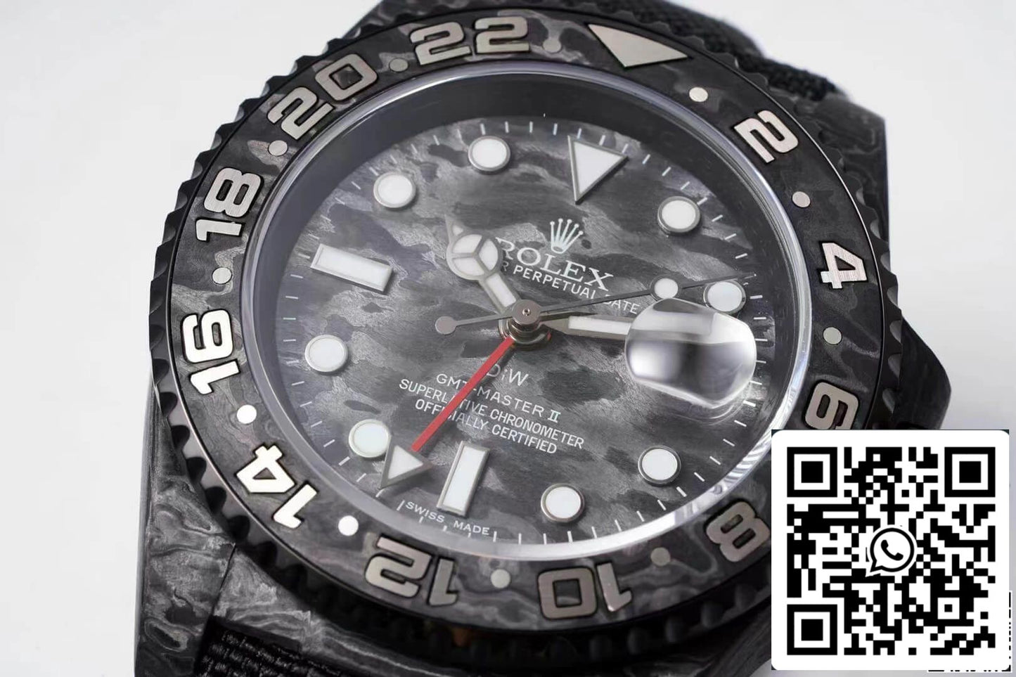 Rolex GMT-MASTER II Diw 1:1 edizione migliore fibra di carbonio Nero Fabric cinturino