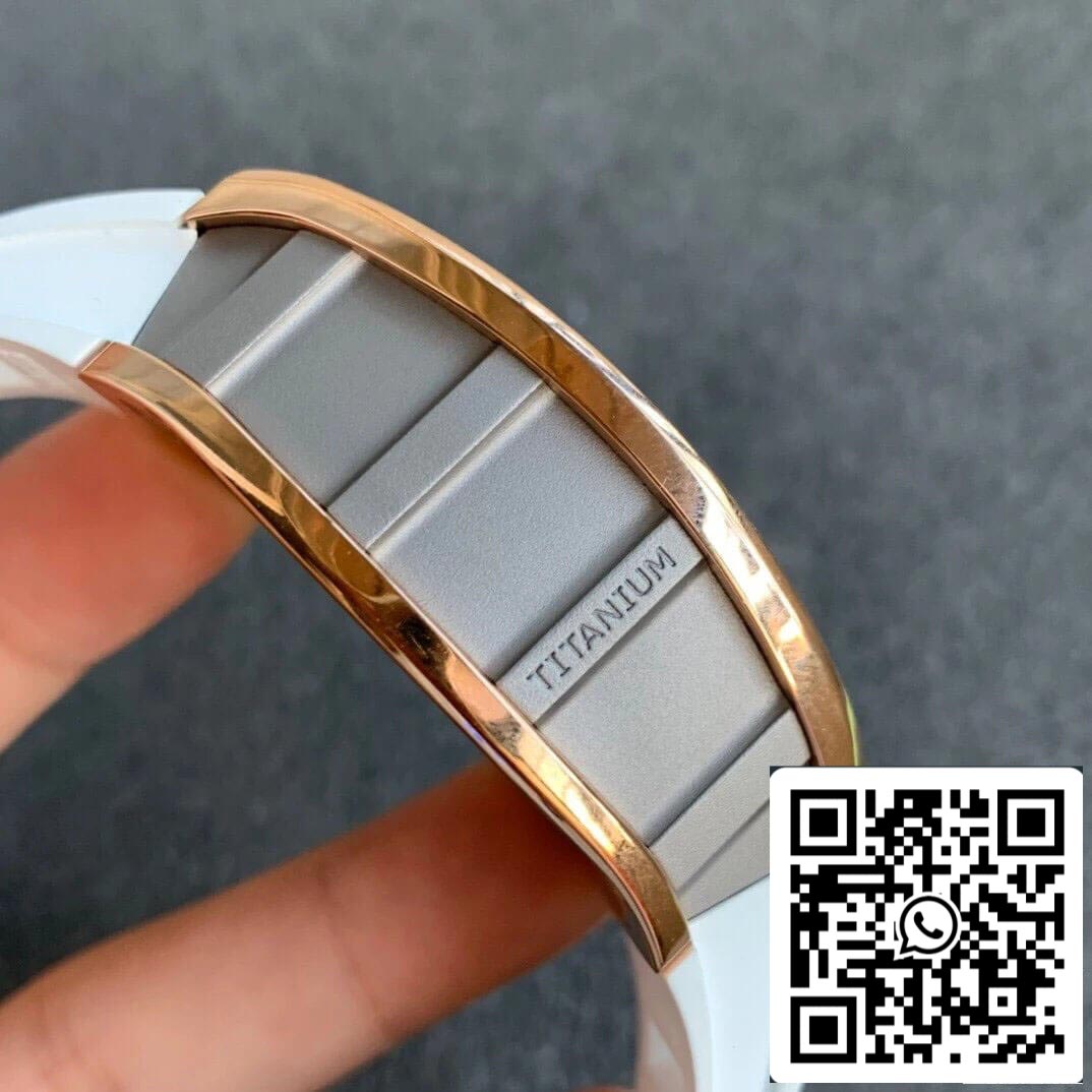 Richard Mille RM11 1:1 Best Edition KV Fabbrica Rose Gold Branco cinturino