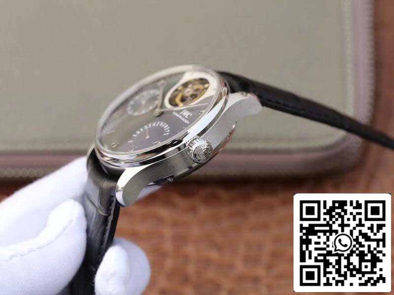 IWC Portuguese IW504210 Tourbillon 1:1 Best Edition Slate Gray Dial On Black Leather cinturino Swiss ETA Tourbillon movimento