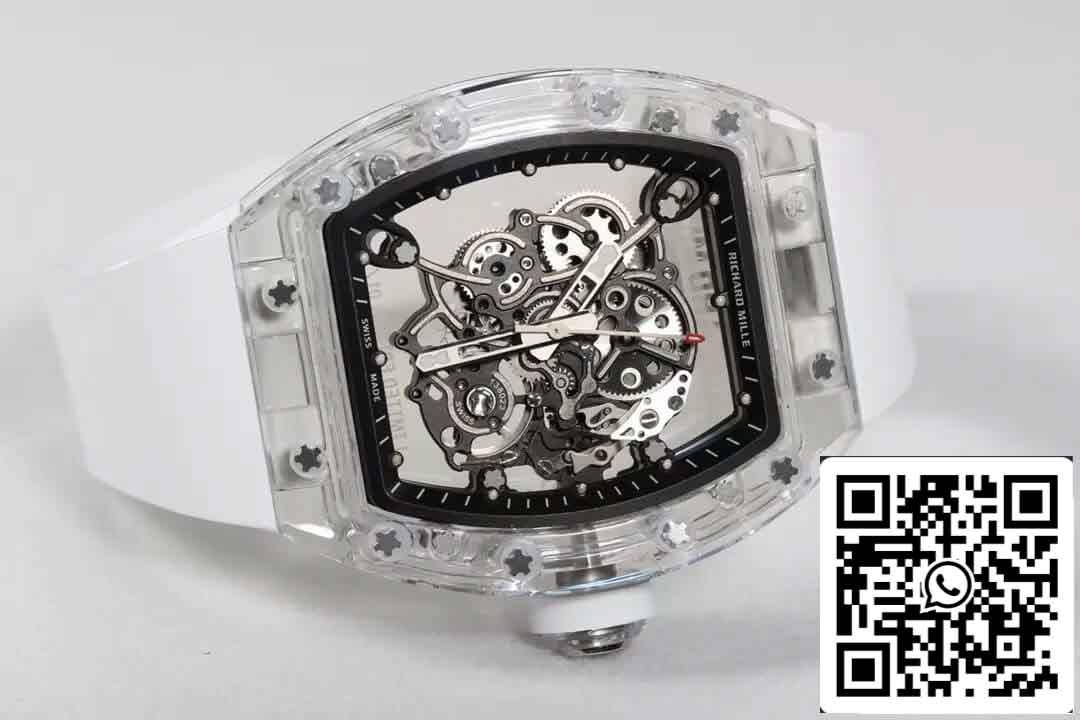réplica Richard Mille RM055 Melhor Edição 1:1 RM Fabbrica Cinturino Branco