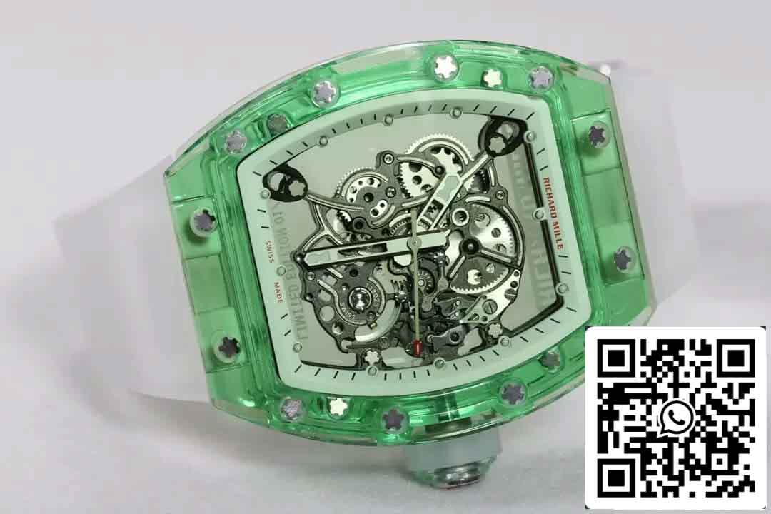 Réplica Richard Mille RM055 Melhor Edição 1:1 RM Fabbrica Mostrador Esqueleto Verde