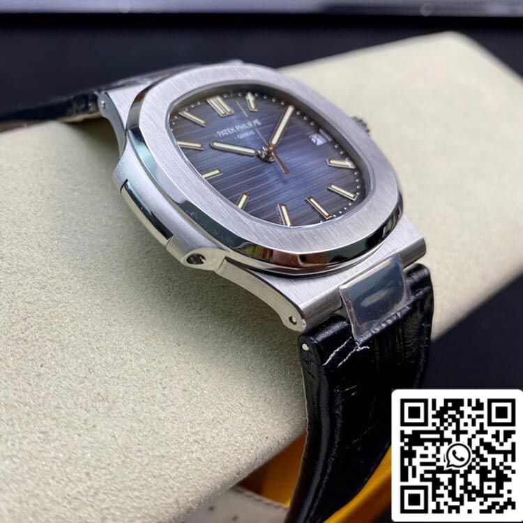 Patek Philippe Nautilus 5711 1:1 edizione migliore 3K Fabbrica quadrante blu Cowhide cinturino