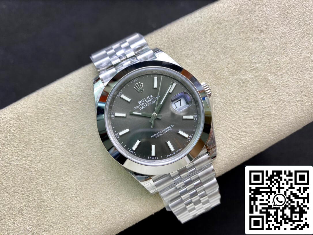 Rolex Datejust M126300-0008 1:1 Borde liso VS Fabbrica Cuadrante gris