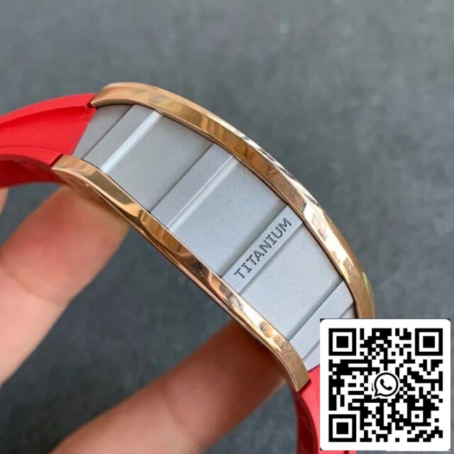 Richard Mille RM011 1:1 Best Edition KV Fabbrica Rose Gold Red cinturino