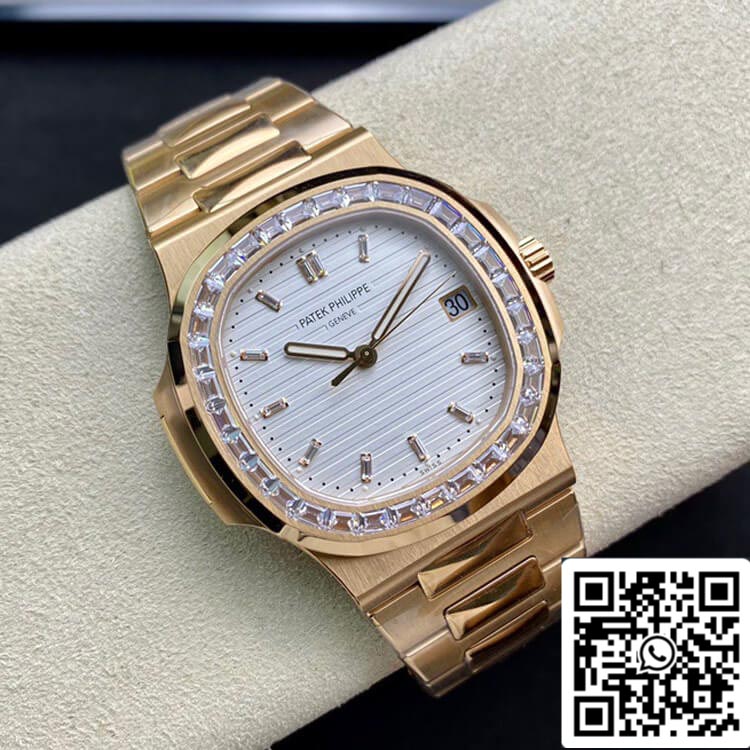 Patek Philippe Nautilus 1:1 Best Edition PPF Fabbrica Rose Gold With Diamonds