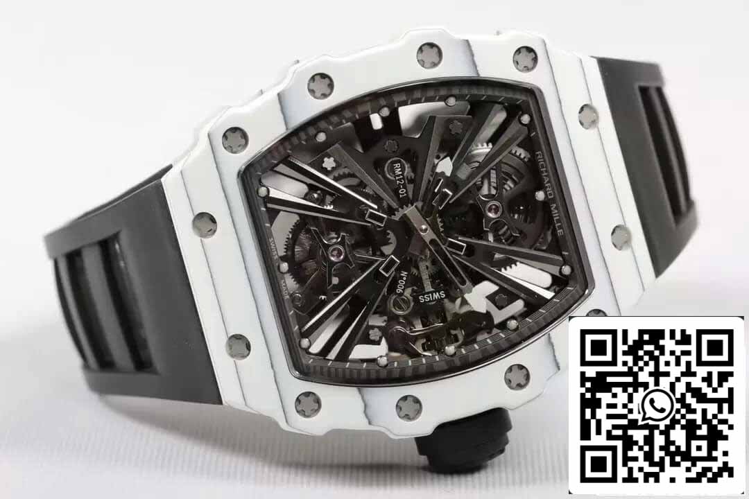 Richard Mille RM12-01 Tourbillon 1:1 Best Edition RM Fabbrica Black Rubber cinturino