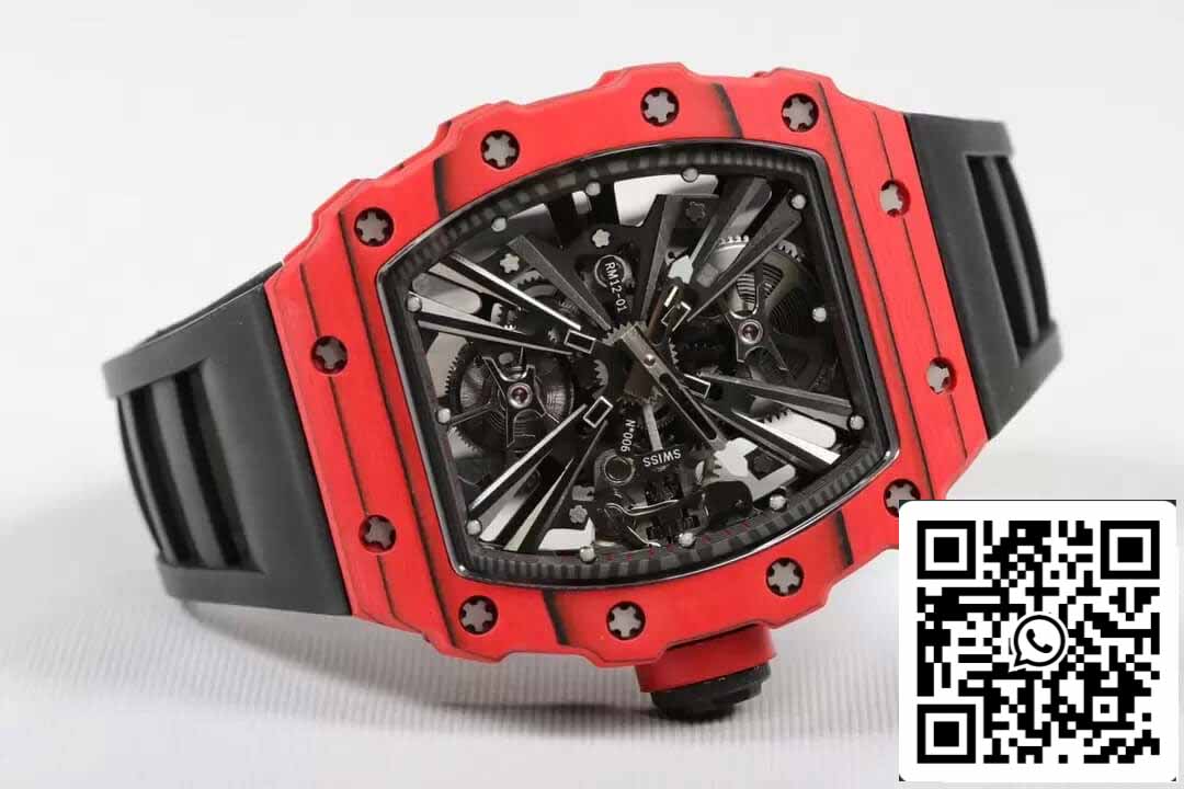 Richard Mille RM12-01 Tourbillon 1:1 Best Edition RM Fabbrica Caja roja Cinturón de caucho negro
