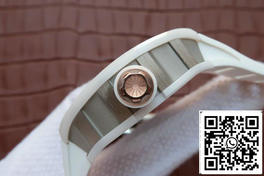 Richard Mille RM055 1:1 Best Edition KV Fabbrica Cinturón de caucho cerámico blanco