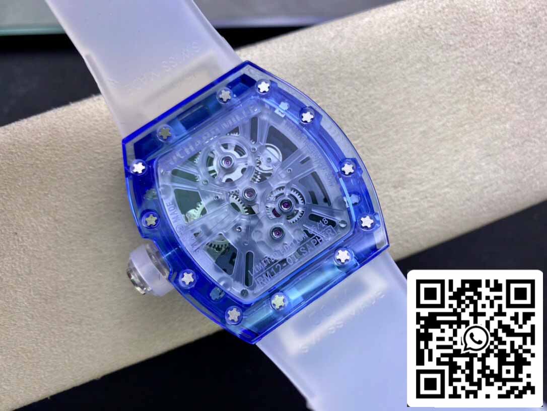 Richard Mille RM12-01 1:1 Melhor Edição RM Fabbrica Tourbillon Safira Versão Transparente