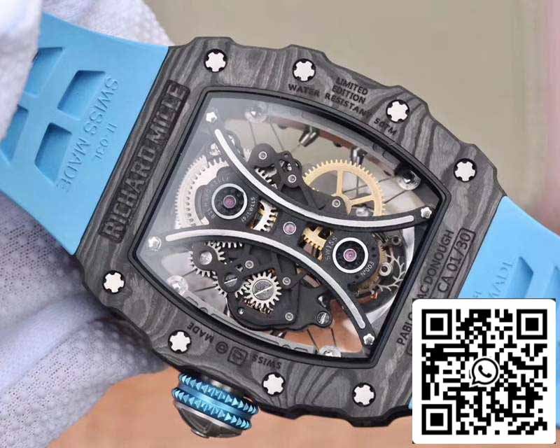 Richard Mille RM53-01 1:1 edizione migliore JB Fabbrica Black Carbon Swiss Tourbillon movimento