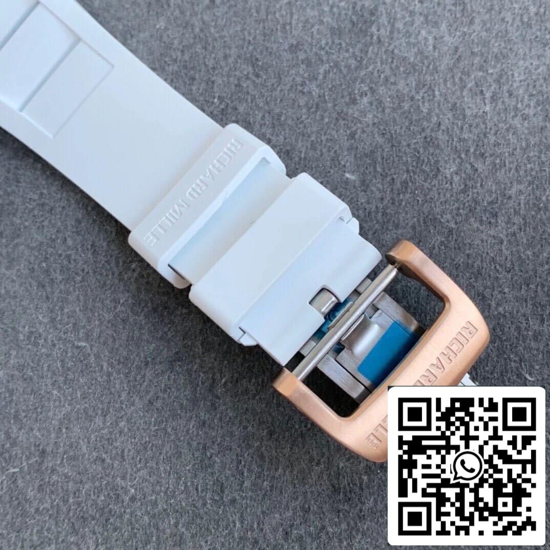 Richard Mille RM11 1:1 Best Edition KV Fabbrica Rose Gold Branco cinturino