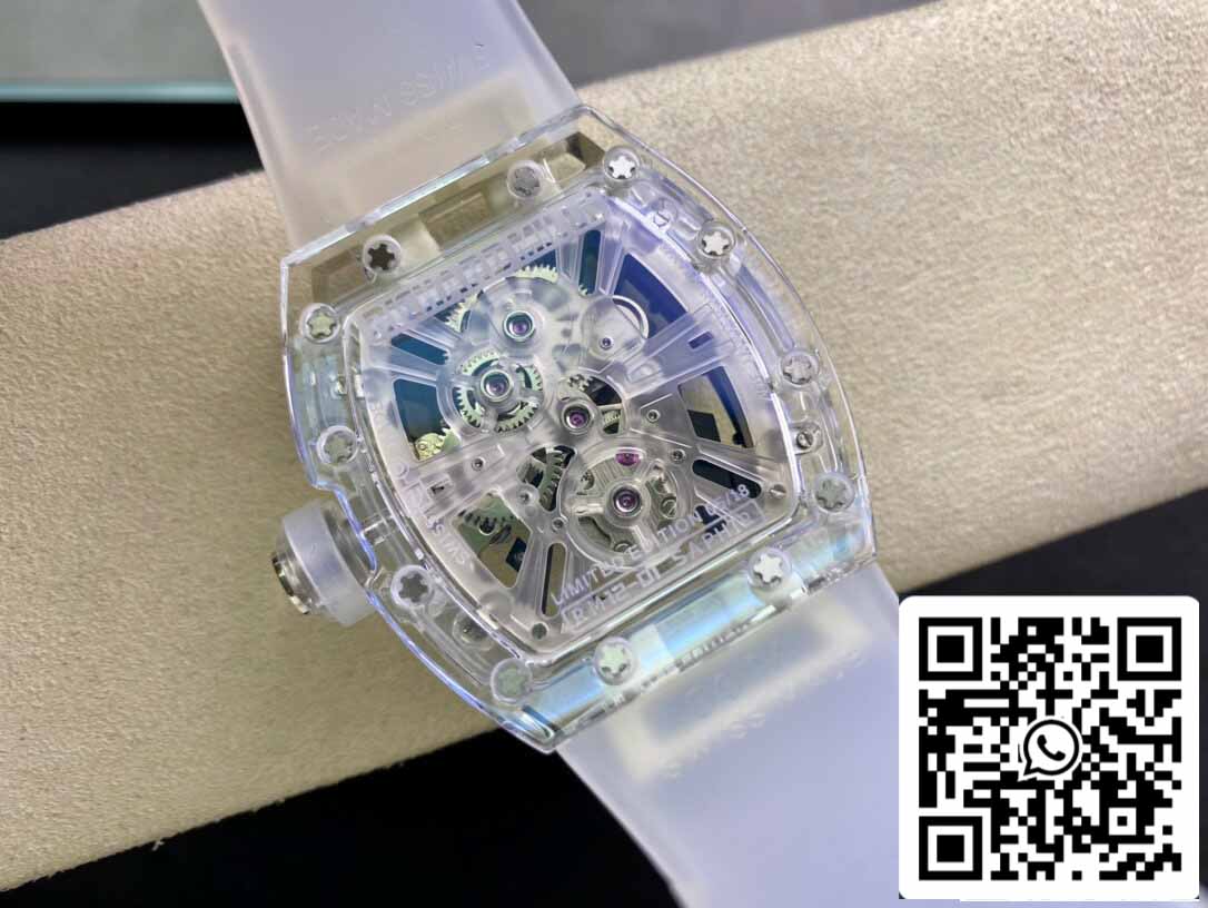 Richard Mille RM12-01 1:1 Best Edition RM Fabbrica Tourbillon Transparent Version White cinturino