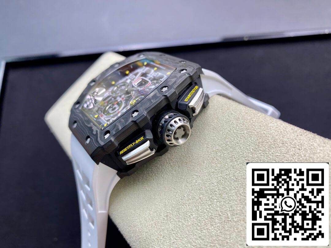 Richard Mille RM011-03 1:1 Best Edition KV Fabbrica Carbon Fiber White cinturino