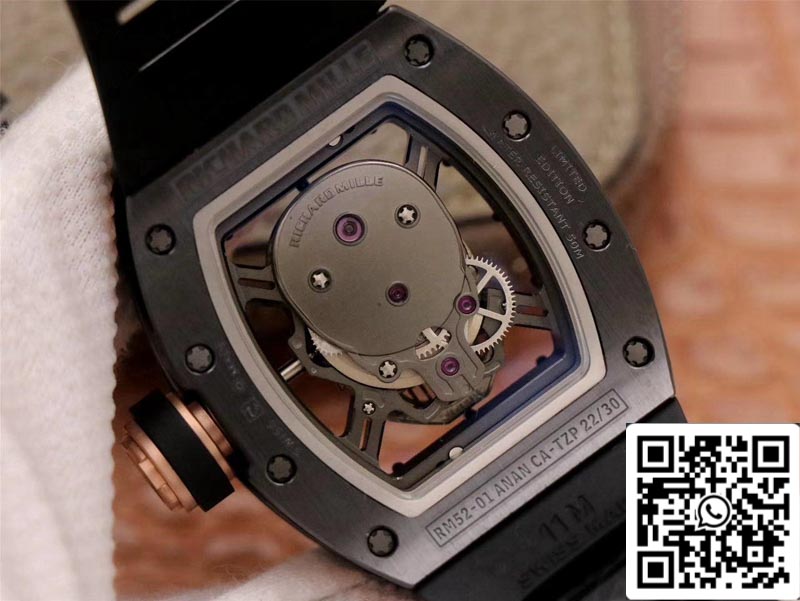 Richard Mille RM052-01 1:1 Best Edition ZF Fabbrica Black Ceramic Grey Skull Dial Swiss movimento