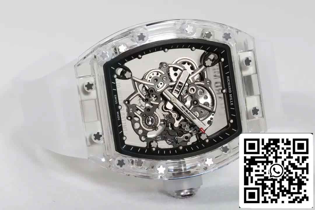 Réplica Richard Mille RM055 Melhor Edição RM Fabbrica Mostrador Esqueleto Transparente