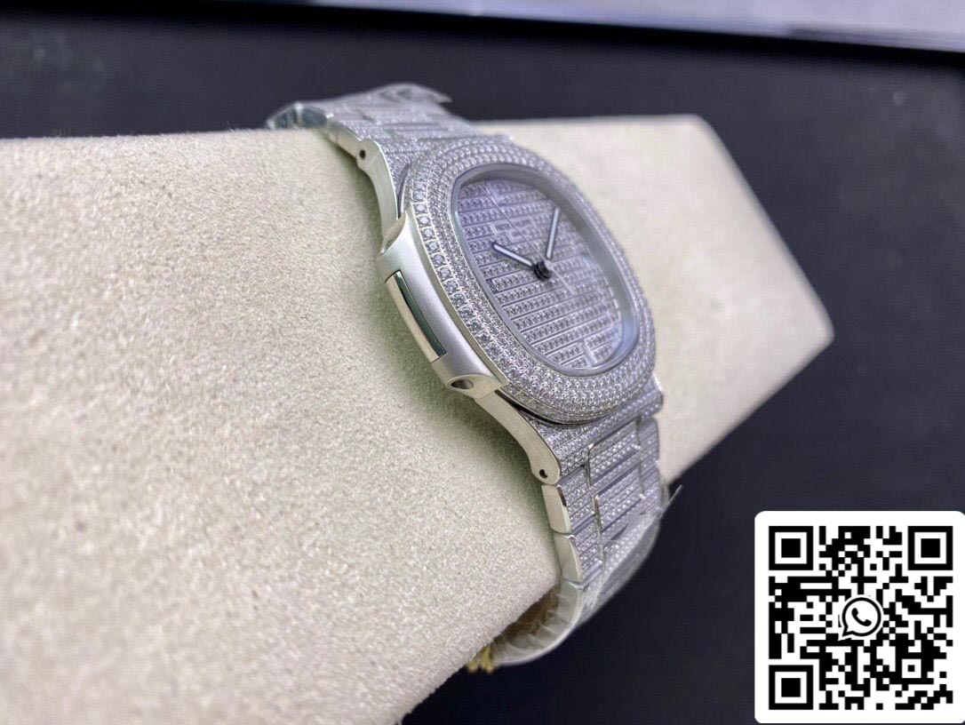 Patek Philippe Nautilus 5719/10G-010 1:1 Melhor Edição PPF Fabbrica V4 Prata Diamante Suíço ETA324