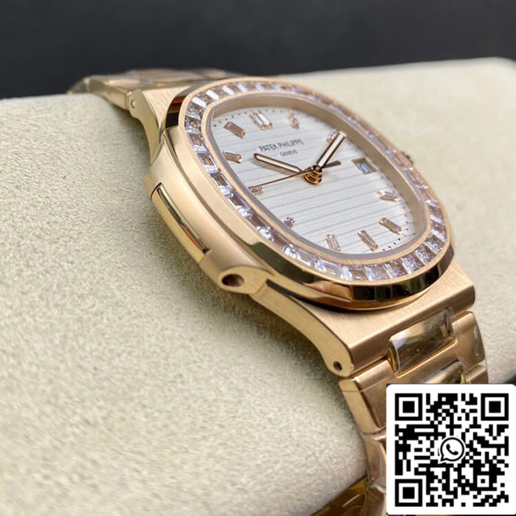 Patek Philippe Nautilus 1:1 Best Edition PPF Fabbrica Rose Gold With Diamonds