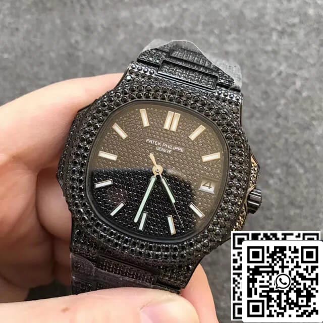 Patek Philippe Nautilus 5719/10G-010 1:1 Best Edition PPF Fabbrica Full Diamond Black Dial