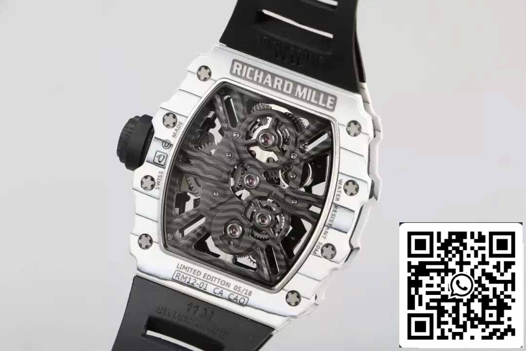 Richard Mille RM12-01 Tourbillon 1:1 Best Edition RM Fabbrica Black Rubber cinturino