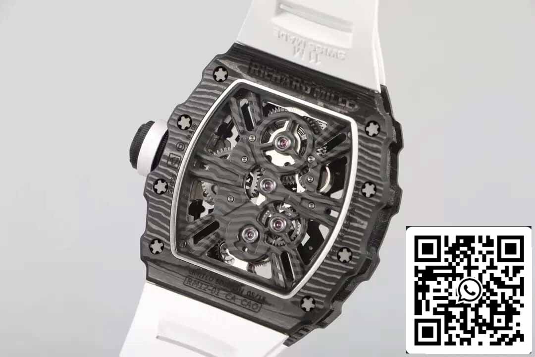 Richard Mille RM12-01 Tourbillon 1:1 Best Edition RM Fabrica Fibra de Carbono Branco Cinturino