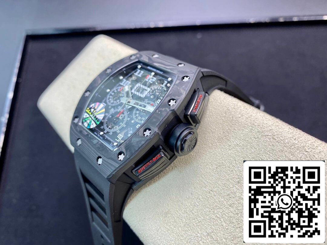 Richard Mille RM011 1:1 Best Edition KV Fabbrica Carbon Fiber Black Rubber cinturino