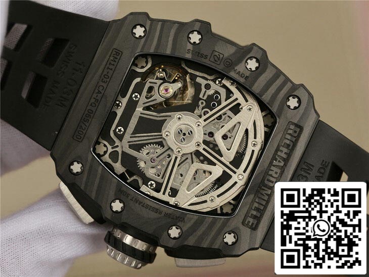 Richard Mille RM11-03 1:1 Best Edition KV Fabbrica, caja de fibra de carbono negra