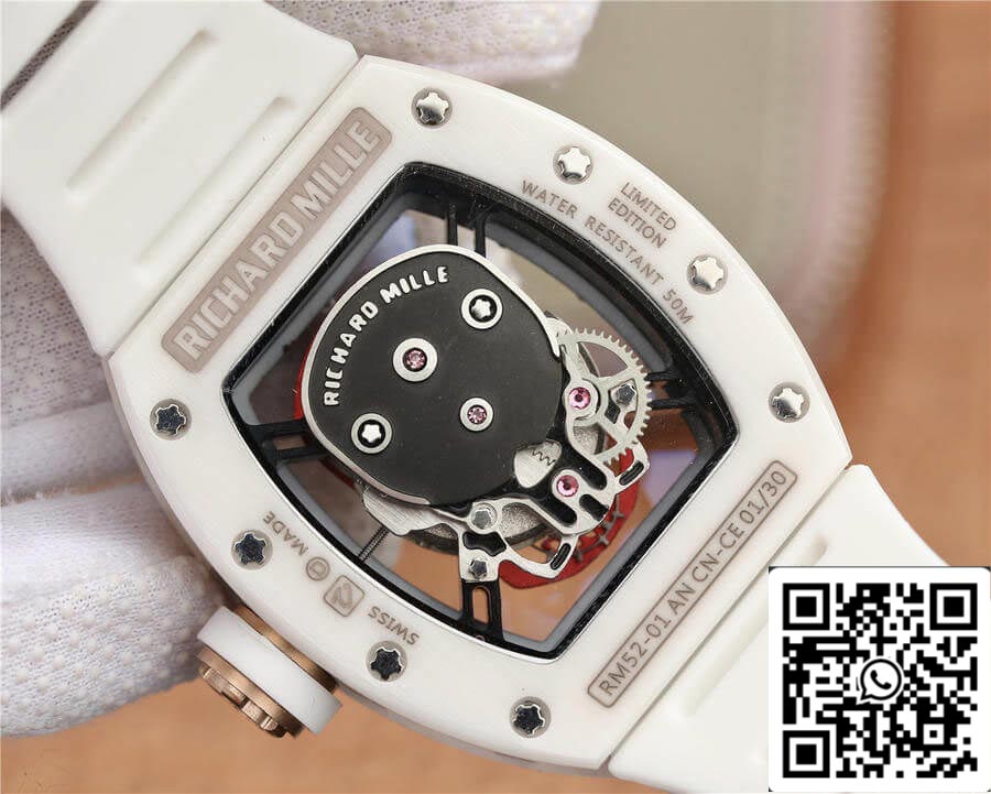 Richard Mille RM52-01 1:1 Best Edition KV Fabbrica White Ceramic
