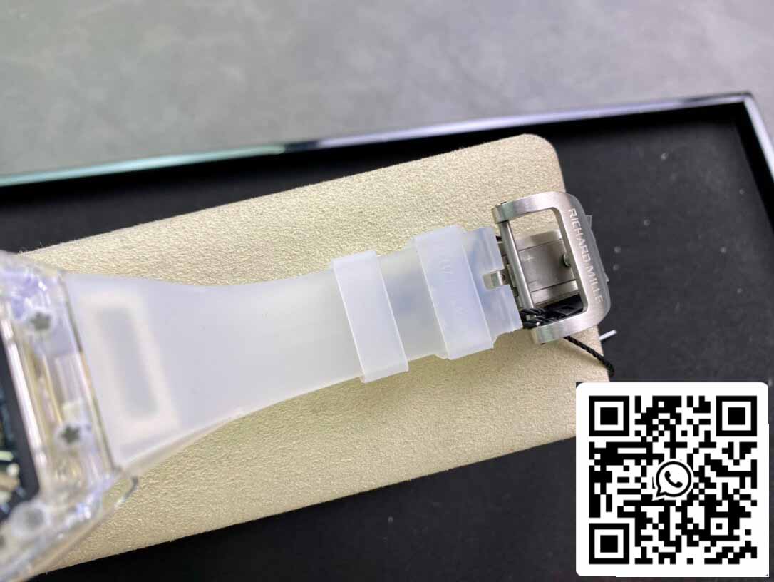 Richard Mille RM12-01 1:1 Best Edition RM Fabbrica Tourbillon Transparent Version White cinturino