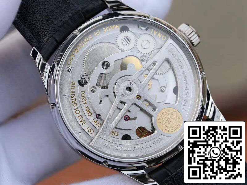 IWC Portuguese IW504202 Real Tourbillon 1:1 Best Edition White Dial On Black Leather cinturino Swiss ETA Tourbillon