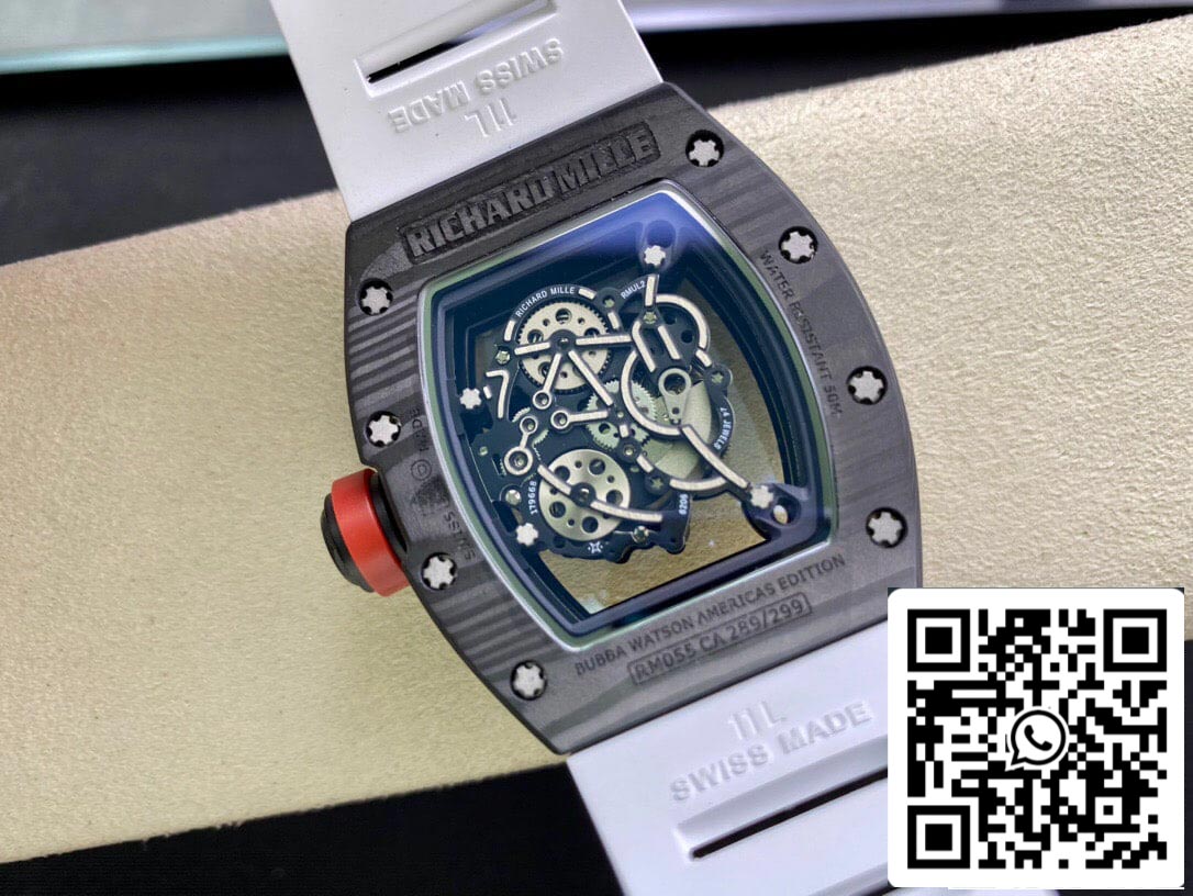 Richard Mille RM055 1:1 Best Edition KV Fabbrica V2 White Rubber cinto