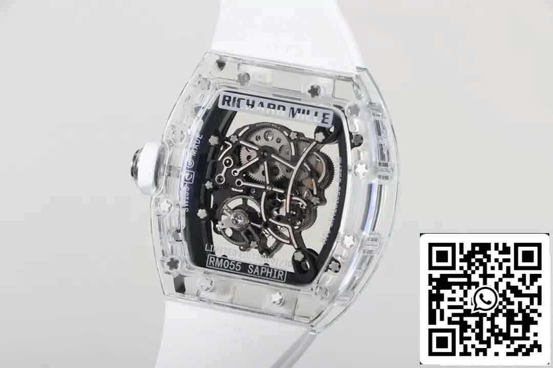 réplica Richard Mille RM055 Melhor Edição 1:1 RM Fabbrica Cinturino Branco