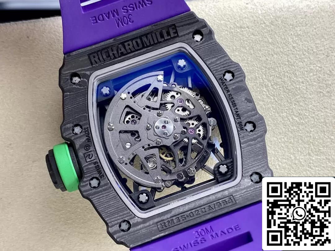 Richard Mille RM35-02 1:1 Best Edition T+ Fabbrica NTPT Carbon Fiber Purple cinturino