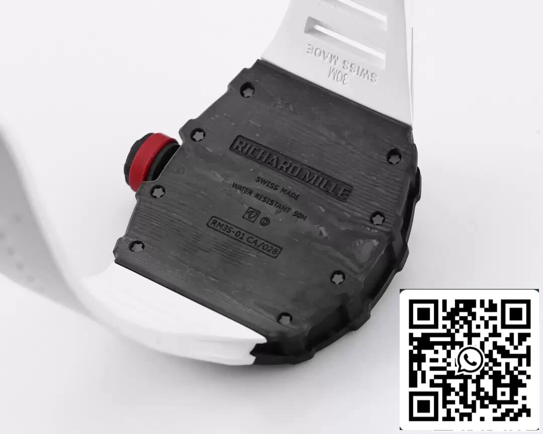 Richard Mille RM35-01 1:1 edizione migliore BBR Fabbrica Bianco Gomma cinturino