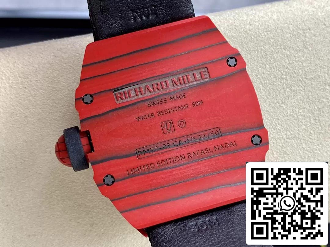 Richard Mille RM27-03 Tourbillon 1:1 edição melhor BBR Fabbrica Red fibra de carbono Cassa