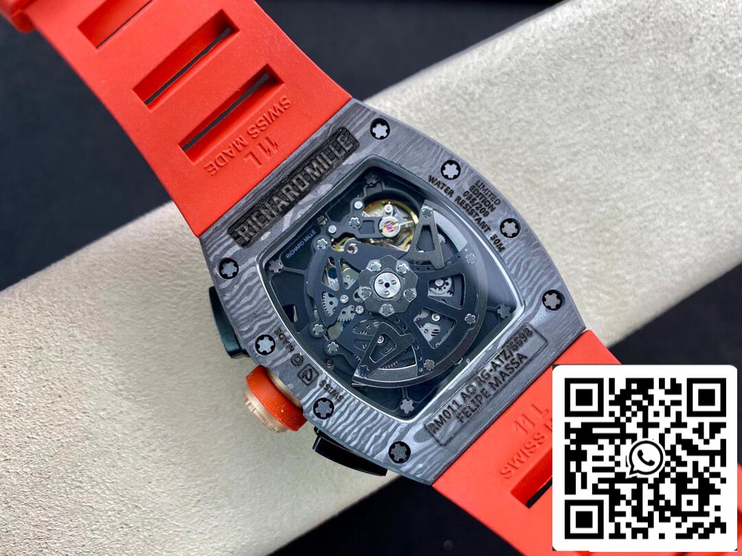Richard Mille RM011 1:1 Best Edition KV Fabbrica V3 Red Rubber cinto