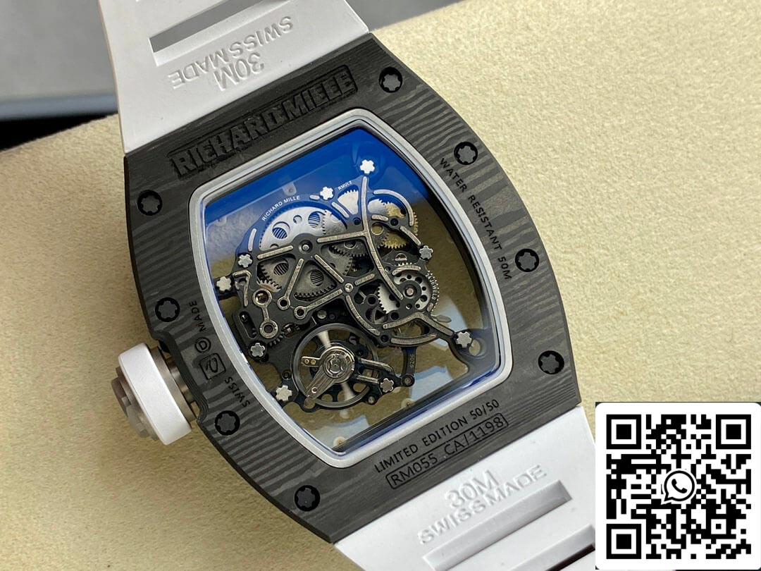 Richard Mille RM-055 1:1 edizione migliore BBR Fabbrica Bianco cinturino
