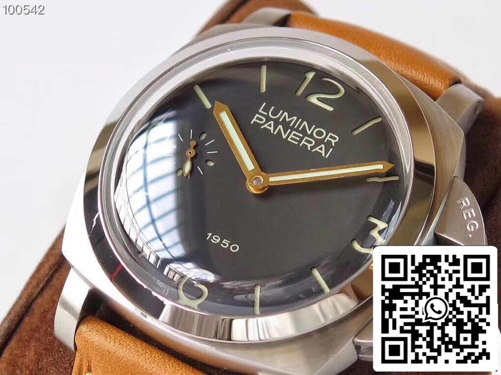 Panerai Luminor 1950 PAM127 ZF Fabbrica 1:1 Best Edition Swiss ETA A6497 Brown Soft Tan Leather cinturino